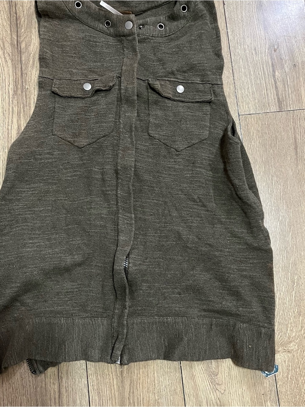 Free People Olive Brown Hooded Utility Vest